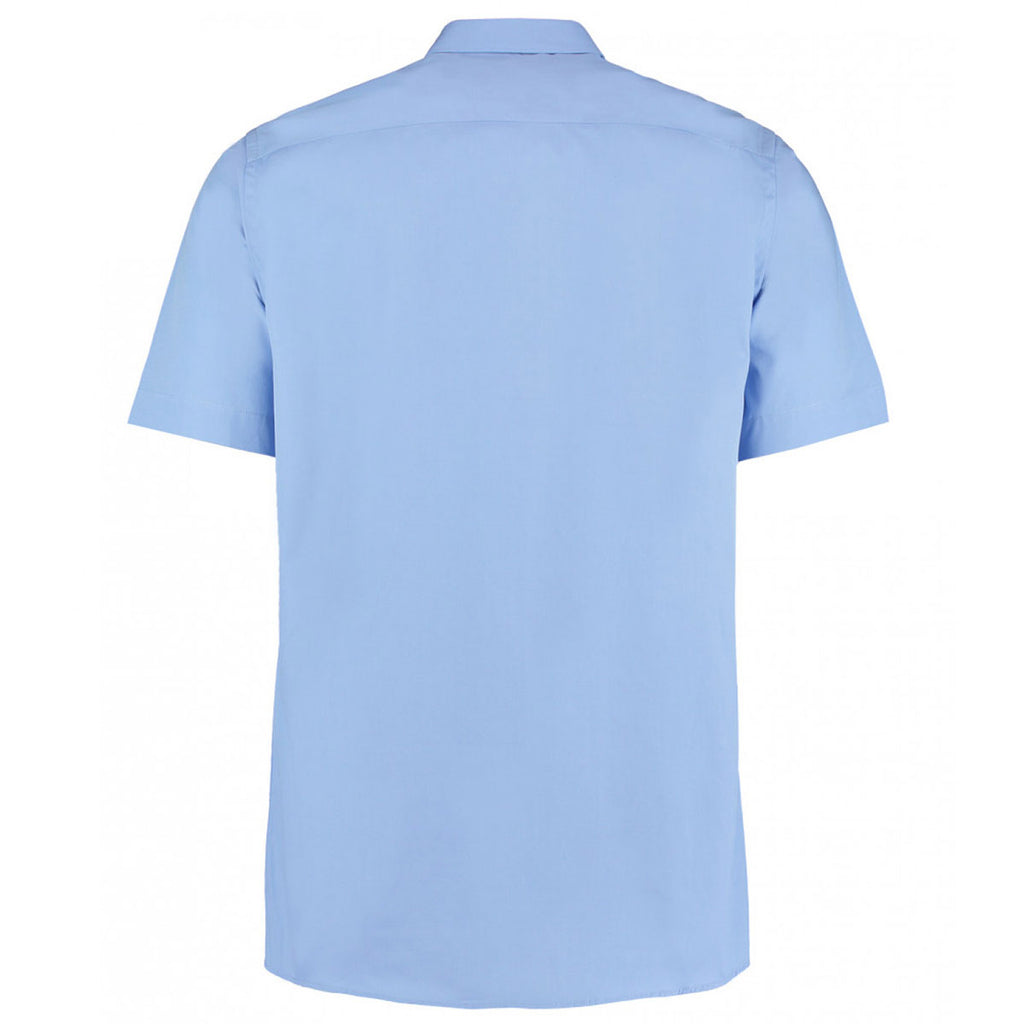 Kustom Kit Men's Light Blue Short Sleeve Tailored City Business Shirt