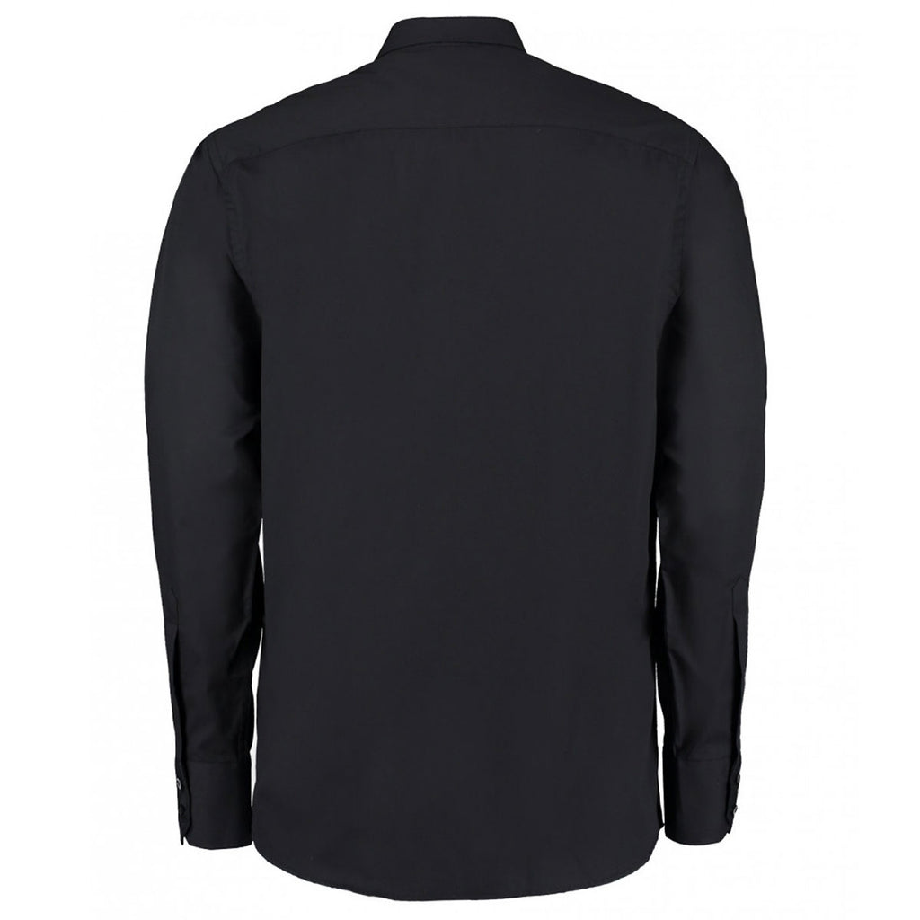 Kustom Kit Men's Black Long Sleeve Tailored City Business Shirt
