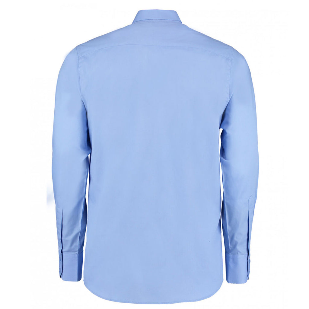 Kustom Kit Men's Light Blue Long Sleeve Tailored City Business Shirt