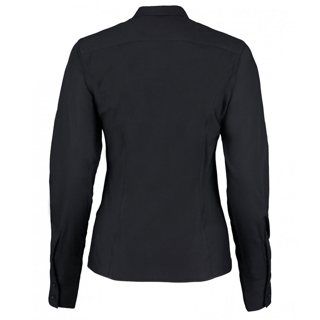 Kustom Kit Women's Black Long Sleeve Tailored City Business Shirt