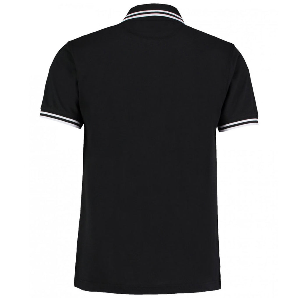 Kustom Kit Men's Black/White Contrast Tipped Poly/Cotton Pique Polo Shirt