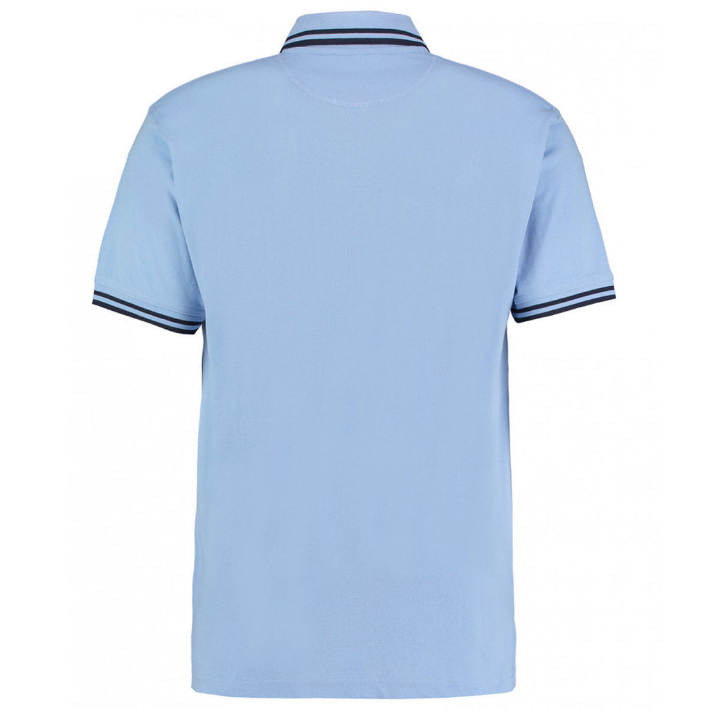 Kustom Kit Men's Light Blue/Navy Contrast Tipped Poly/Cotton Pique Polo Shirt