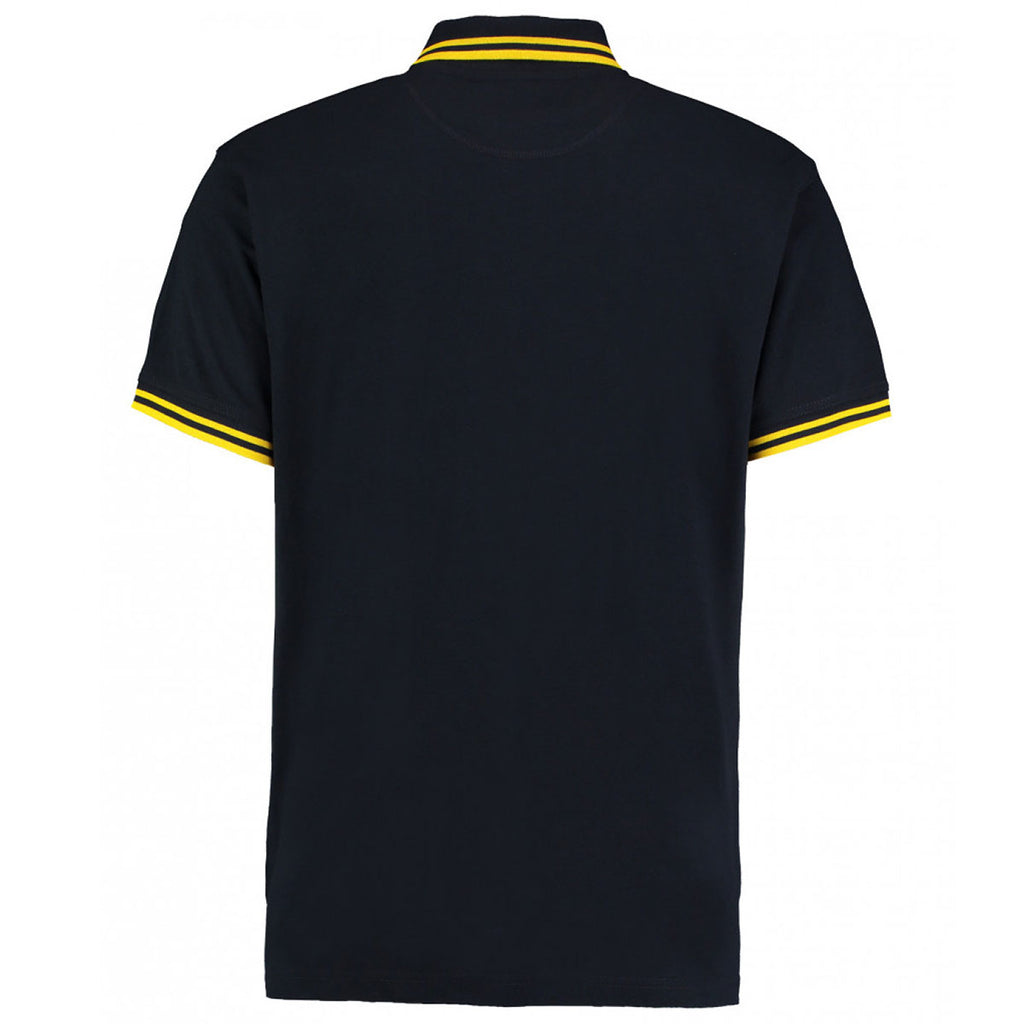 Kustom Kit Men's Navy/Yellow Contrast Tipped Poly/Cotton Pique Polo Shirt
