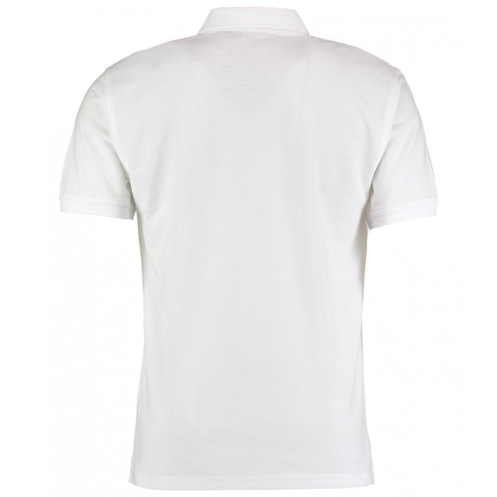 Kustom Kit Men's White Klassic Slim Fit Poly/Cotton Pique Polo Shirt