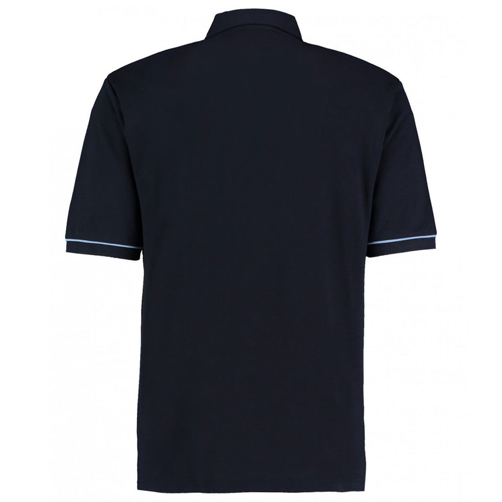 Kustom Kit Men's Navy/Light Blue Button Down Collar Contrast Pique Polo Shirt