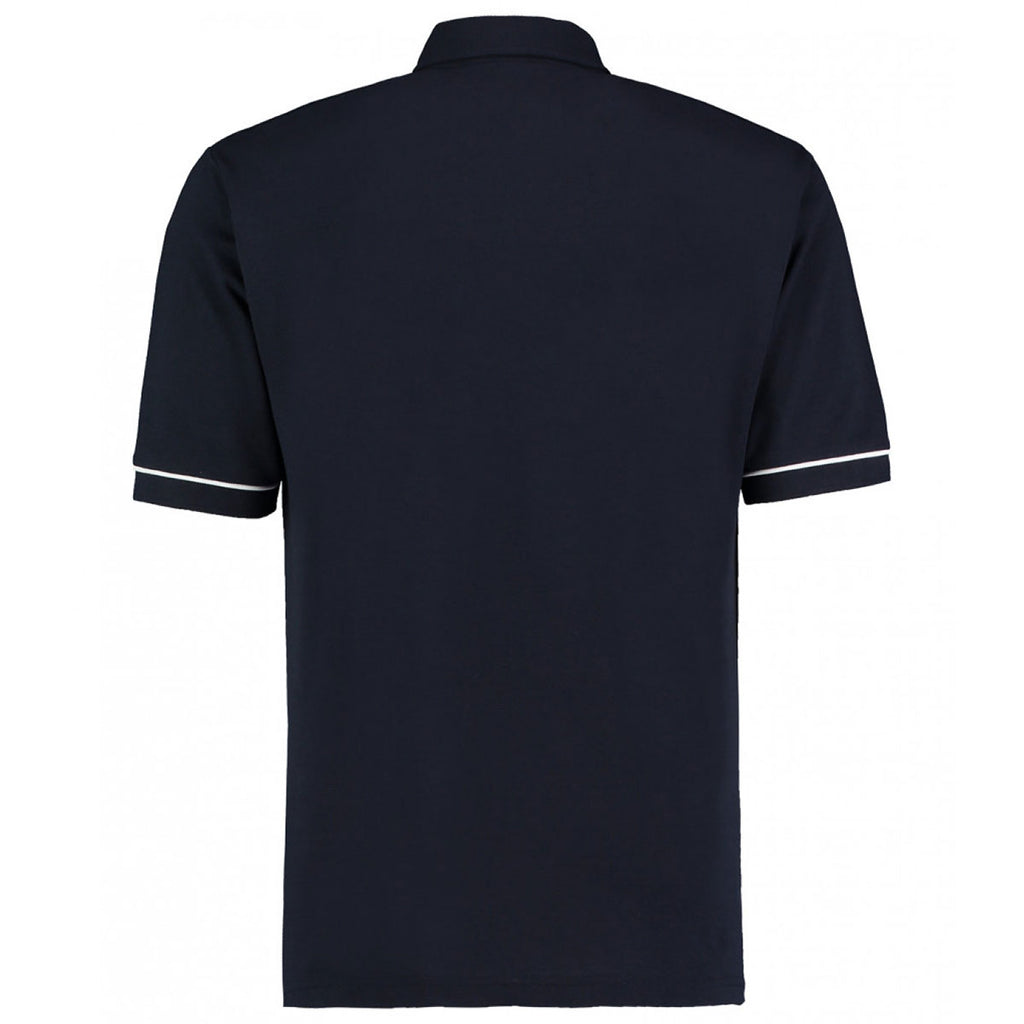 Kustom Kit Men's Navy/White Button Down Collar Contrast Pique Polo Shirt