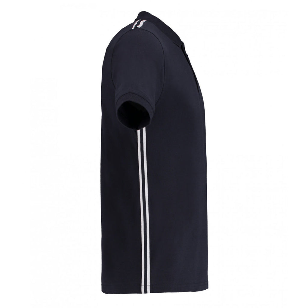 Kustom Kit Men's Navy/White Team Style Slim Fit Pique Polo Shirt