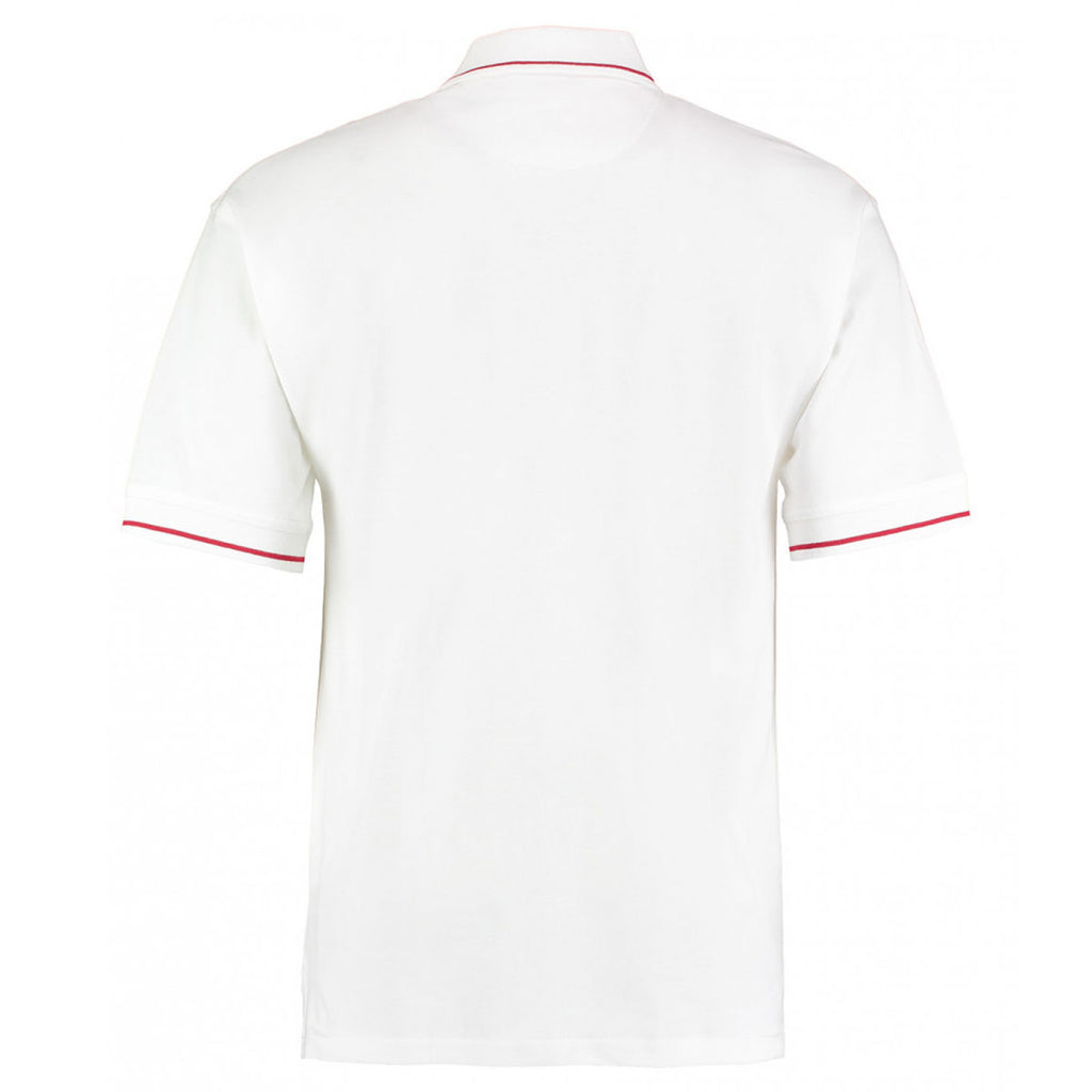 Kustom Kit Men's White/Red St Mellion Tipped Cotton Pique Polo Shirt