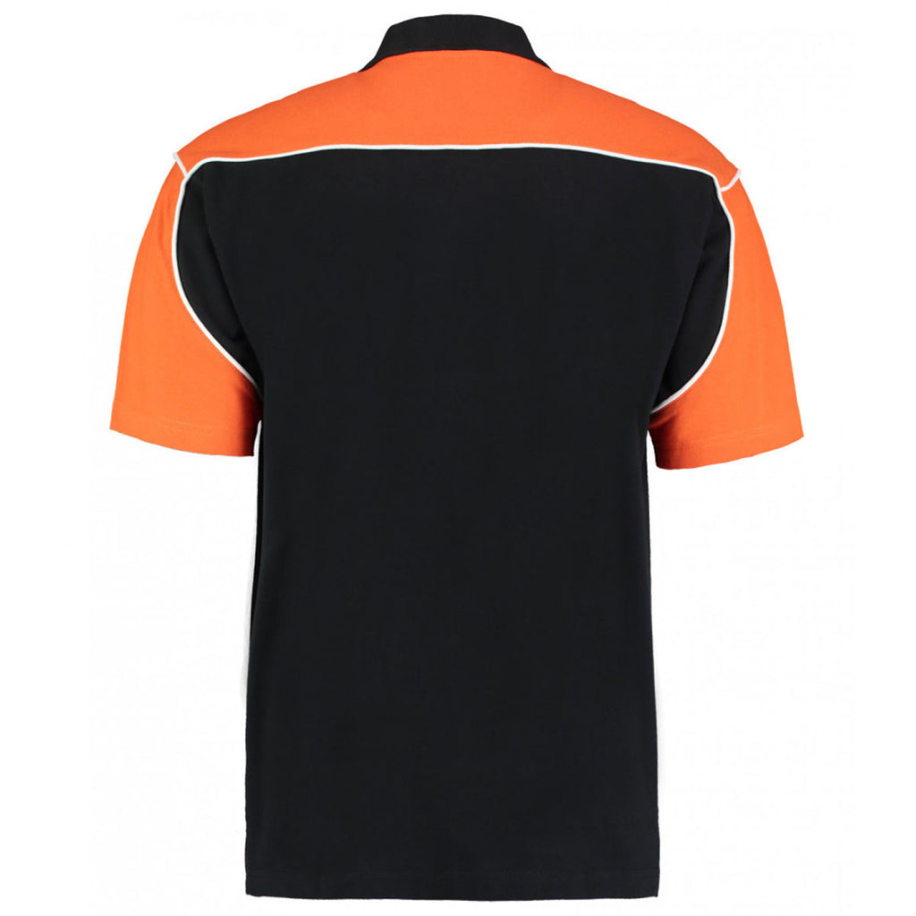 Gamegear Formula Racing Men's Black/Orange Monaco Cotton Pique Polo Shirt