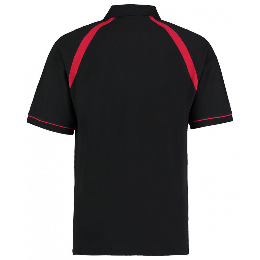 Kustom Kit Men's Black/Bright Red Oak Hill Cotton Pique Polo Shirt