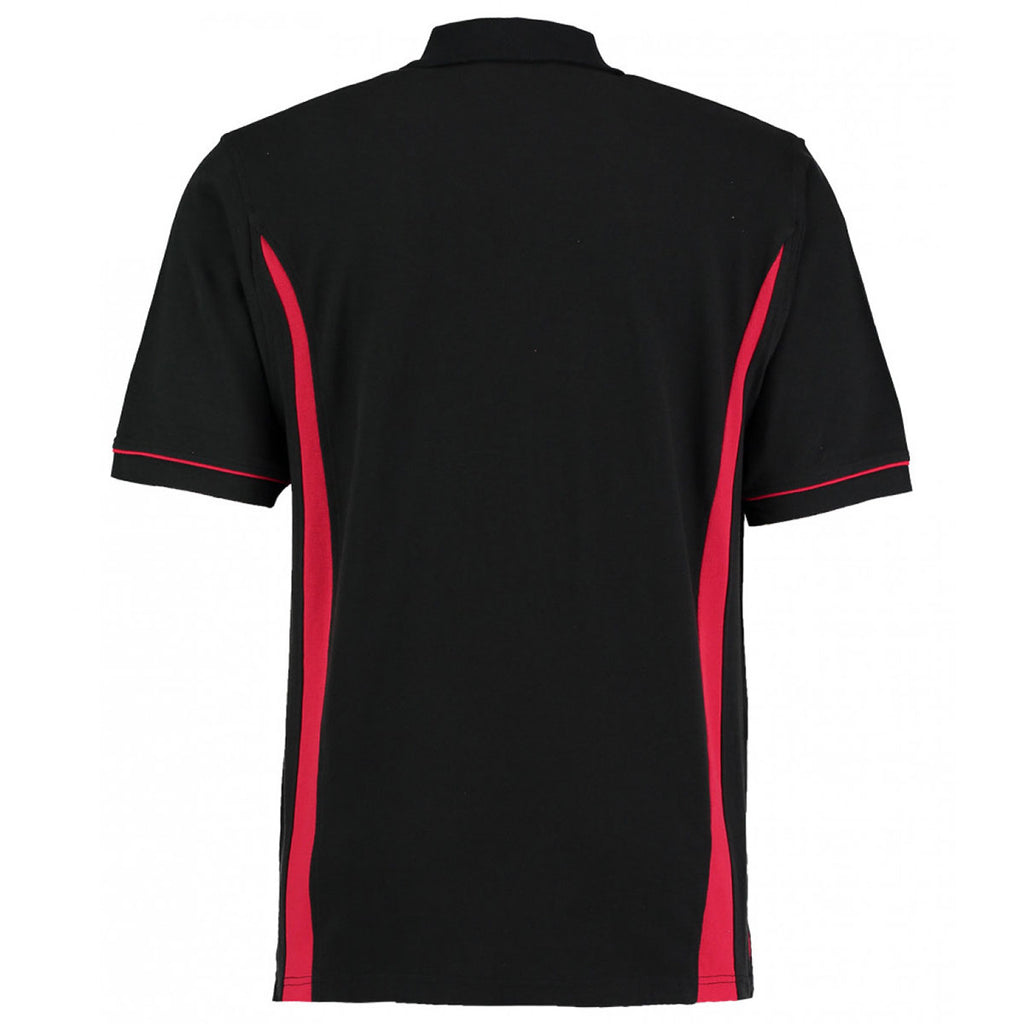 Kustom Kit Men's Black/Red Scottsdale Cotton Pique Polo Shirt