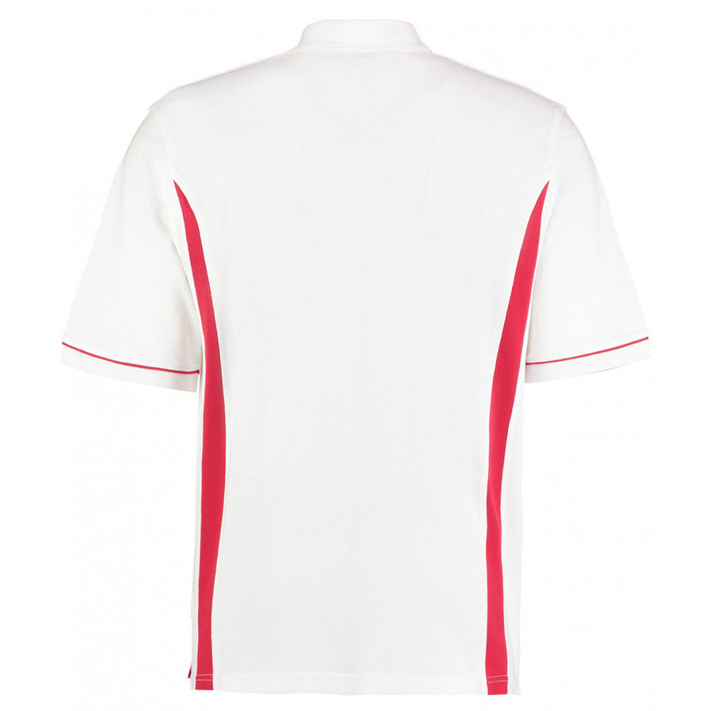 Kustom Kit Men's White/Red Scottsdale Cotton Pique Polo Shirt