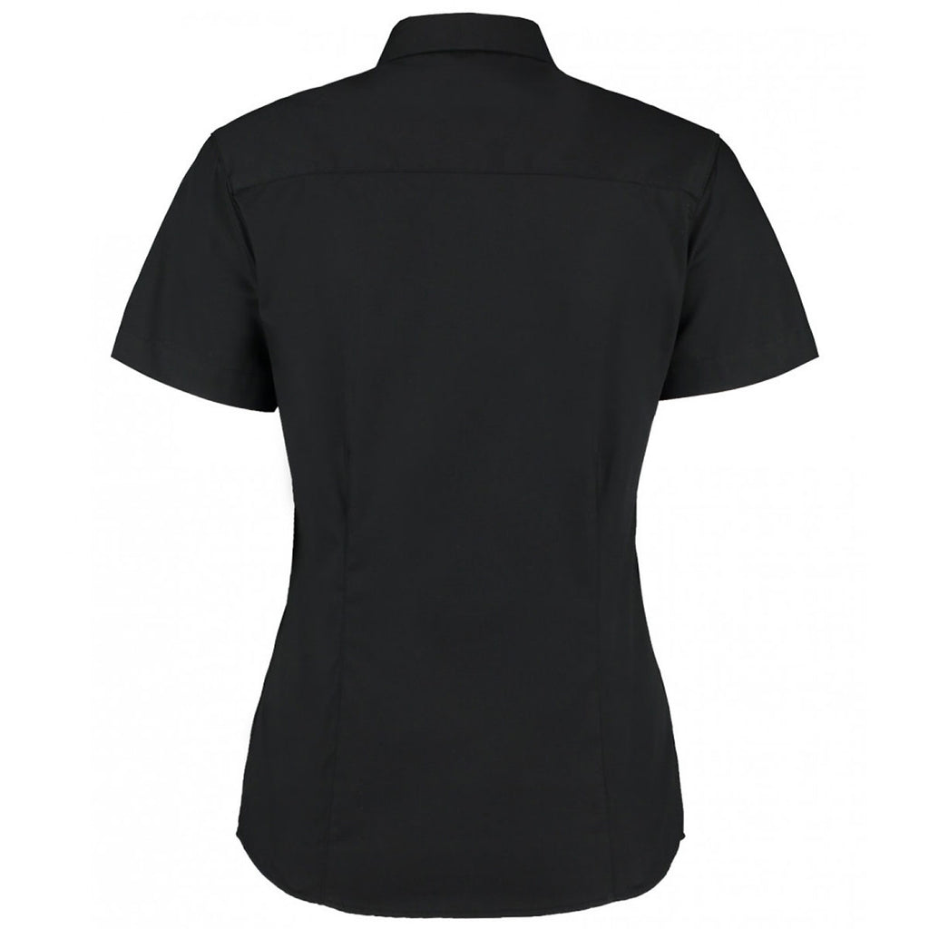 Kustom Kit Women's Black Premium Short Sleeve Tailored Oxford Shirt