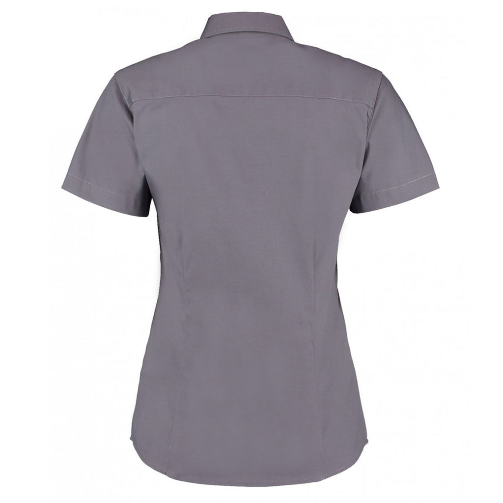 Kustom Kit Women's Charcoal Premium Short Sleeve Tailored Oxford Shirt