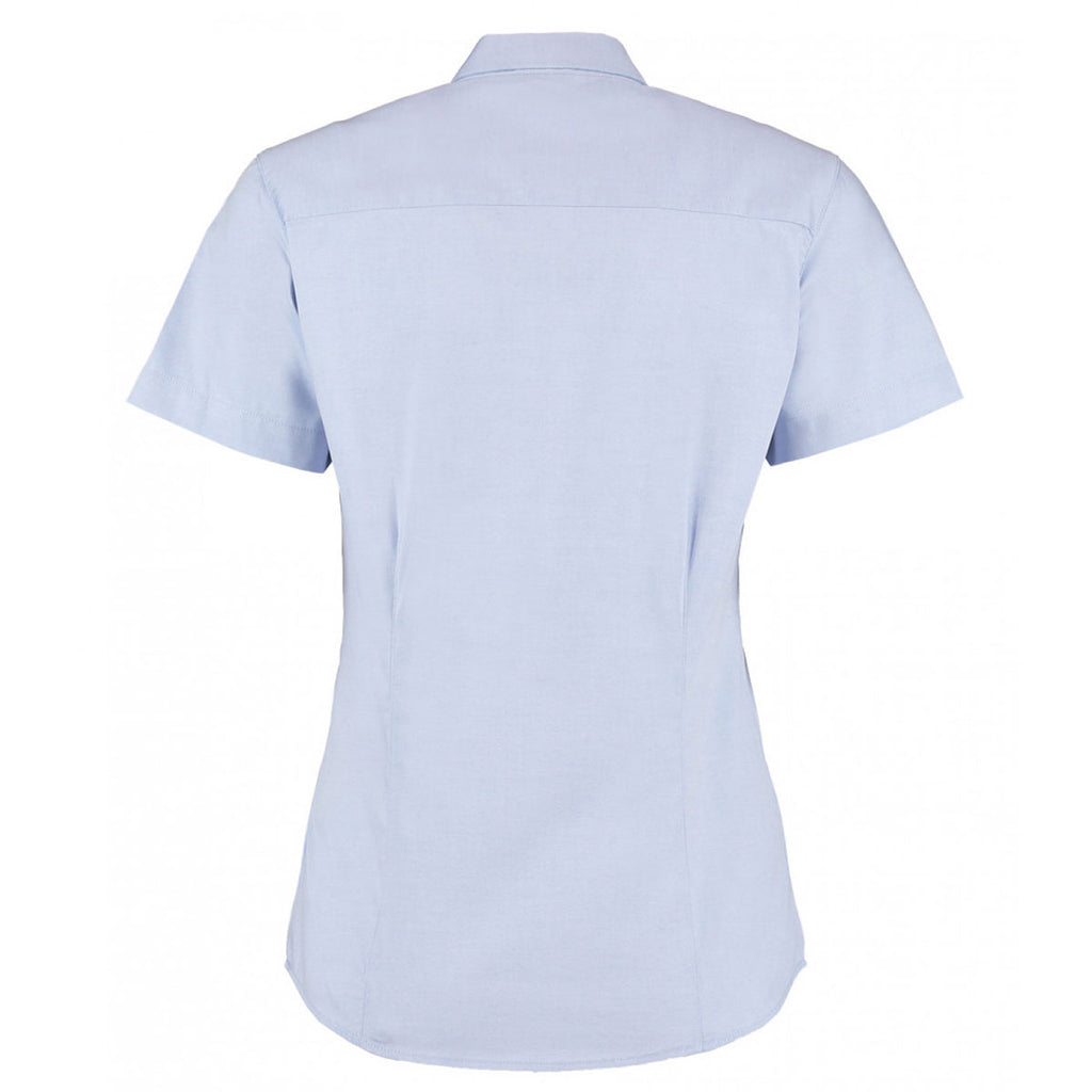 Kustom Kit Women's Light Blue Premium Short Sleeve Tailored Oxford Shirt