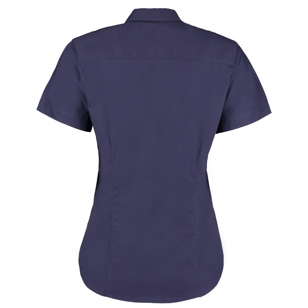 Kustom Kit Women's Midnight Navy Premium Short Sleeve Tailored Oxford Shirt