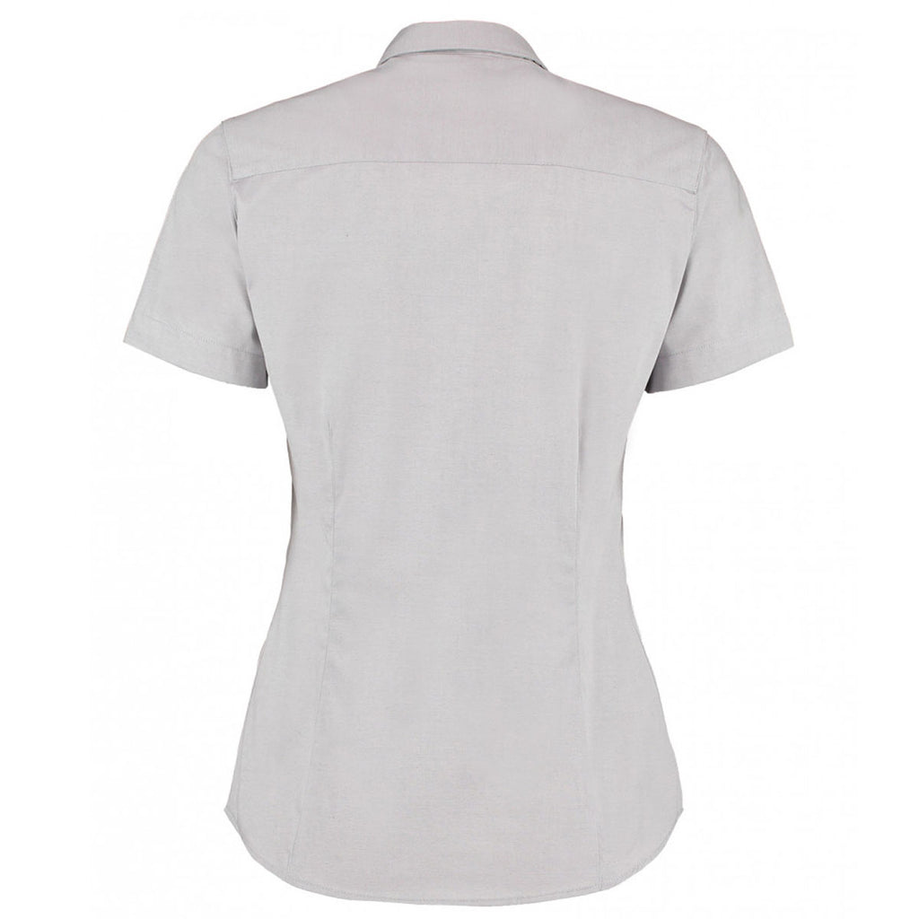 Kustom Kit Women's Silver Premium Short Sleeve Tailored Oxford Shirt