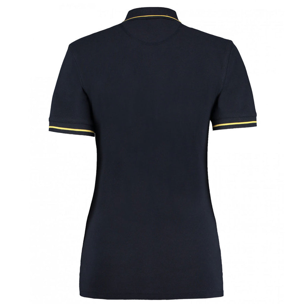 Kustom Kit Women's Navy/Yellow St Mellion Tipped Cotton Pique Polo Shirt