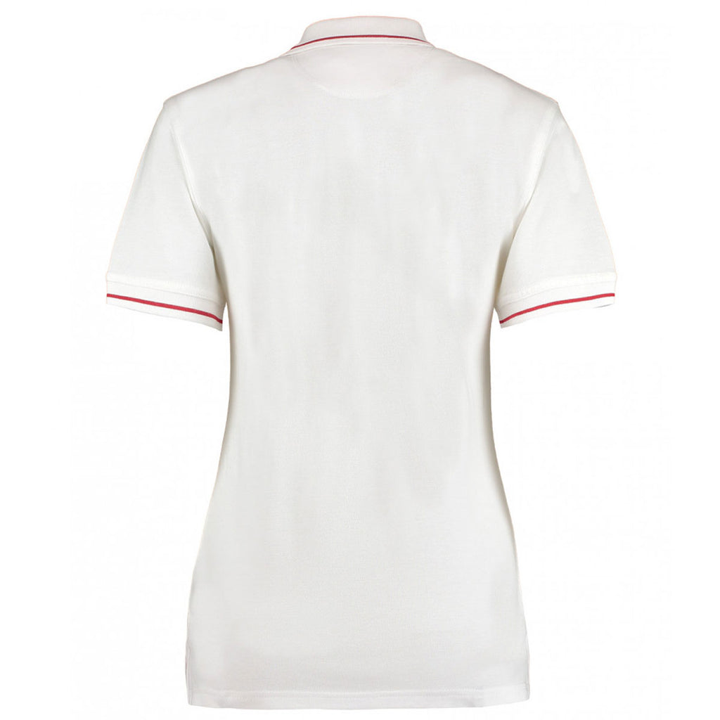 Kustom Kit Women's White/Red St Mellion Tipped Cotton Pique Polo Shirt
