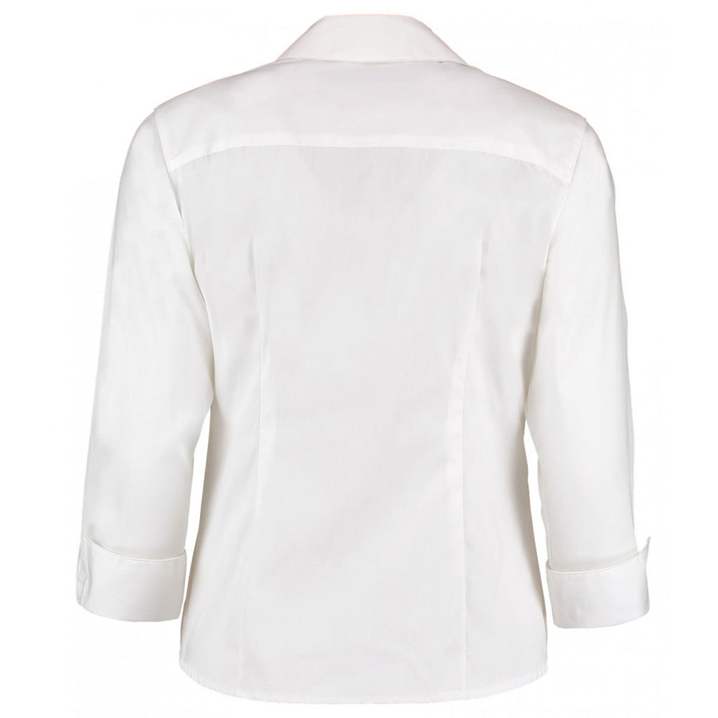 Kustom Kit Women's White Premium 3/4 Sleeve Tailored Oxford Shirt