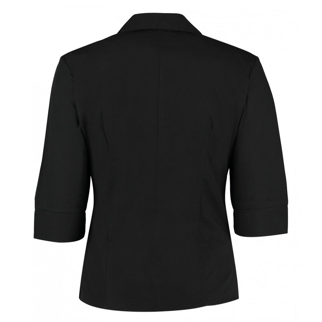 Kustom Kit Women's Black 3/4 Sleeve Tailored Continental Shirt