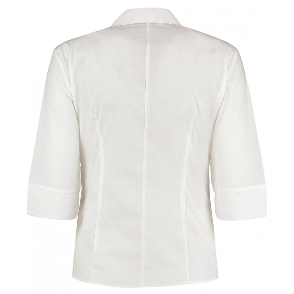 Kustom Kit Women's White 3/4 Sleeve Tailored Continental Shirt