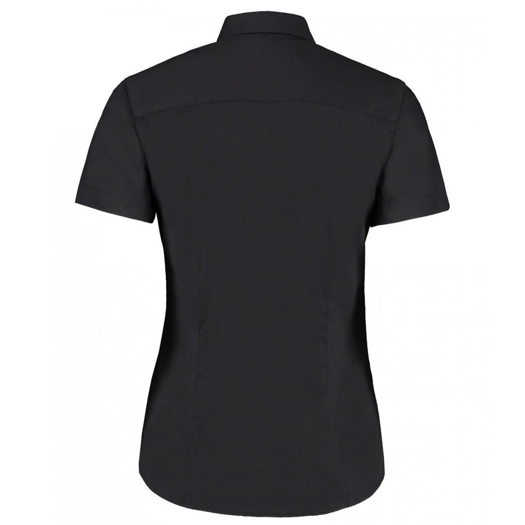 Kustom Kit Women's Black Premium Short Sleeve Tailored Oxford Shirt