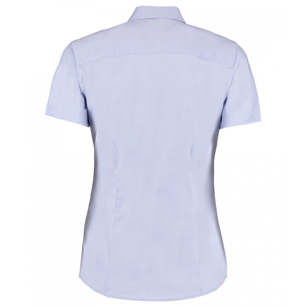 Kustom Kit Women's Light Blue Premium Short Sleeve Tailored Oxford Shirt