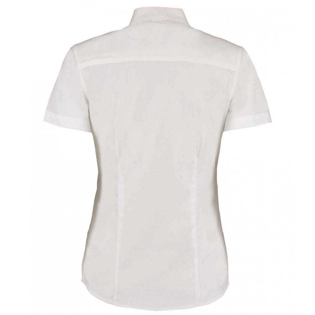Kustom Kit Women's White Premium Short Sleeve Tailored Oxford Shirt