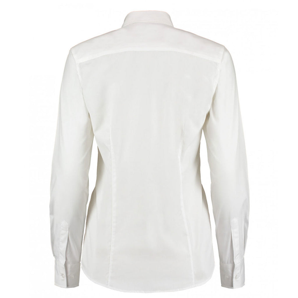 Kustom Kit Women's White Long Sleeve Classic Fit Workforce Shirt