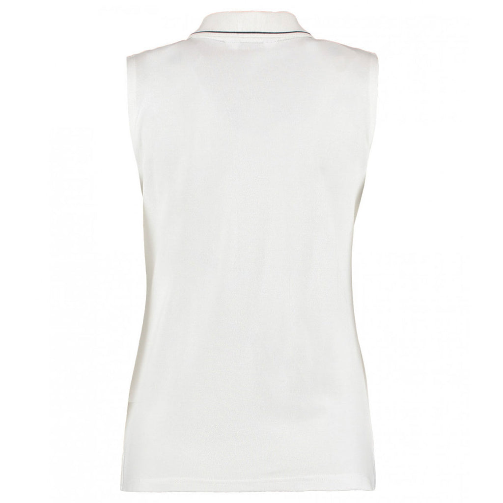 Gamegear Women's White/Navy Proactive Sleeveless Cotton Pique Polo Shirt