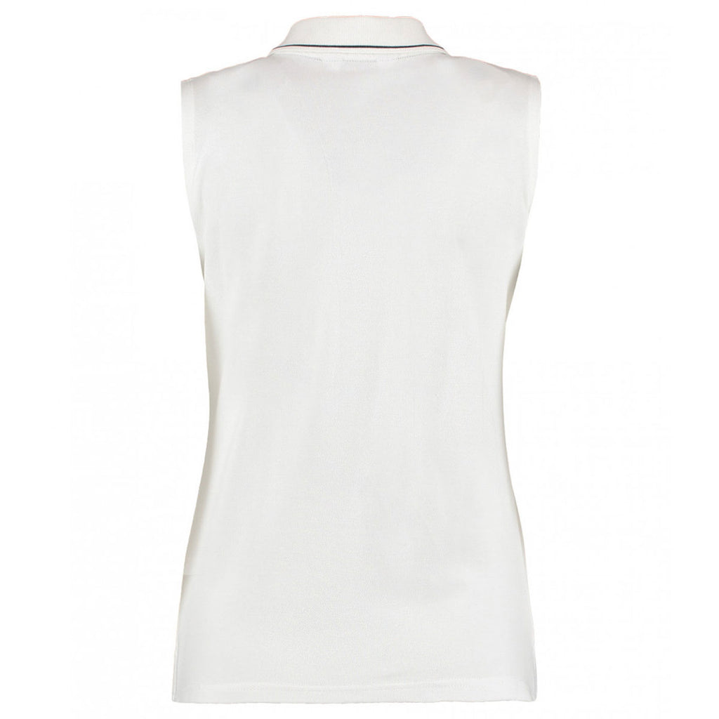 Gamegear Women's White/Navy Proactive Sleeveless Cotton Pique Polo Shirt