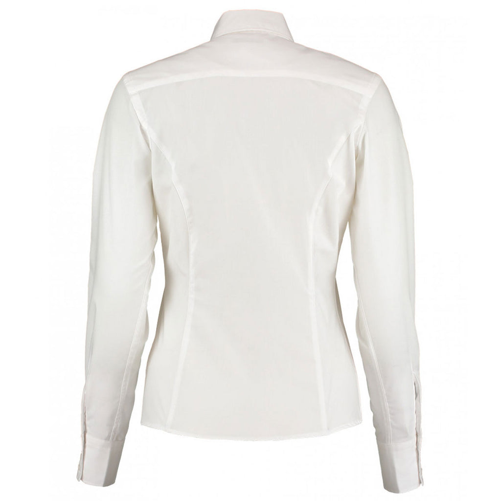 Kustom Kit Women's White Long Sleeve Tailored Business Shirt