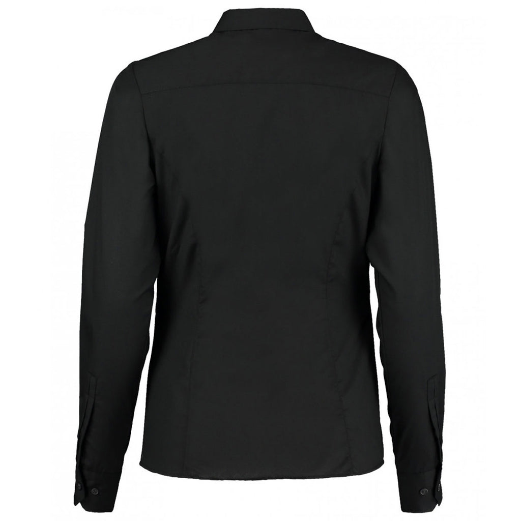 Kustom Kit Women's Black Long Sleeve Tailored Contemporary Business Shirt