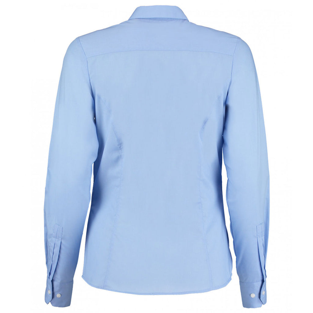 Kustom Kit Women's Light Blue Long Sleeve Tailored Contemporary Business Shirt