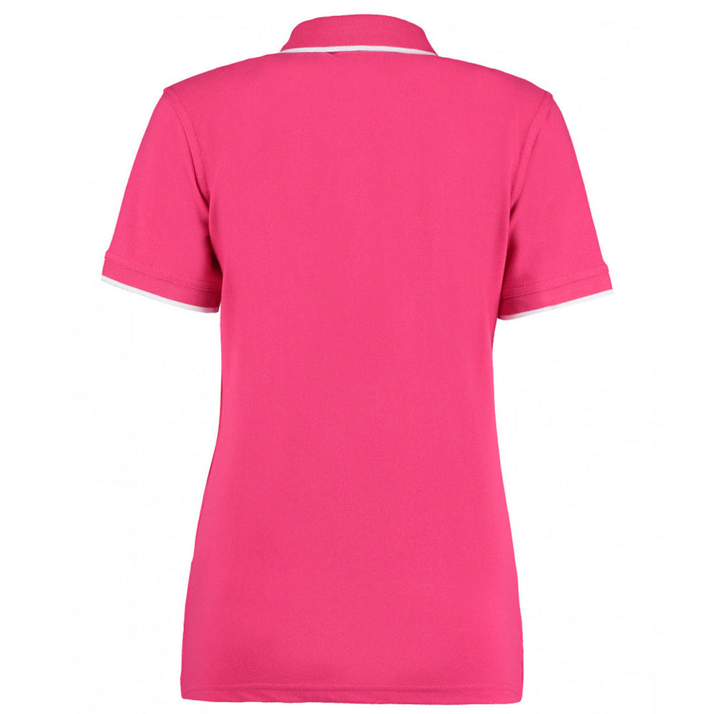 Kustom Kit Women's Raspberry/White Essential Poly/Cotton Pique Polo Shirt