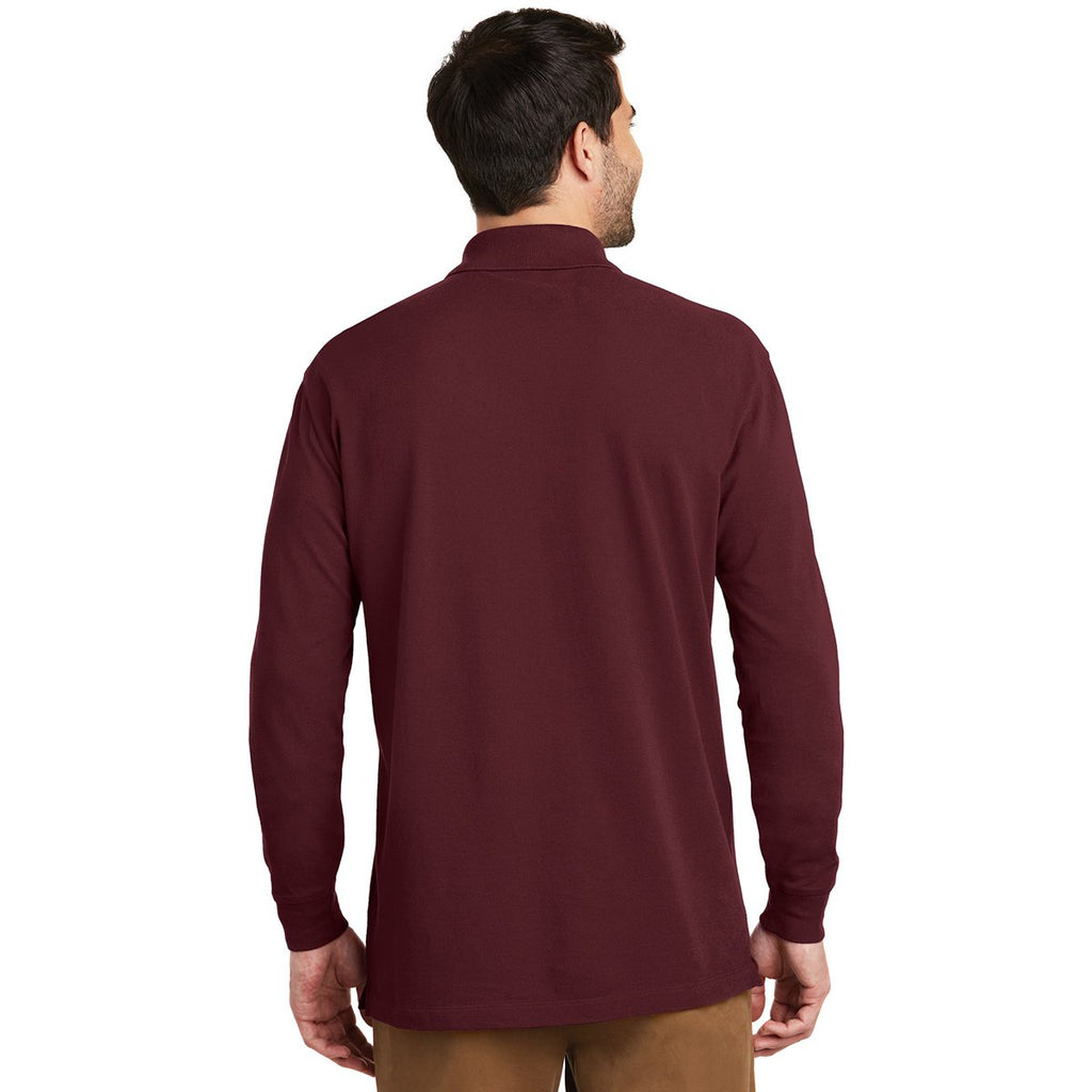 Port Authority Men's Maroon Ezcotton Long Sleeve Polo