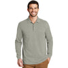 Port Authority Men's Oxford Heather Ezcotton Long Sleeve Polo