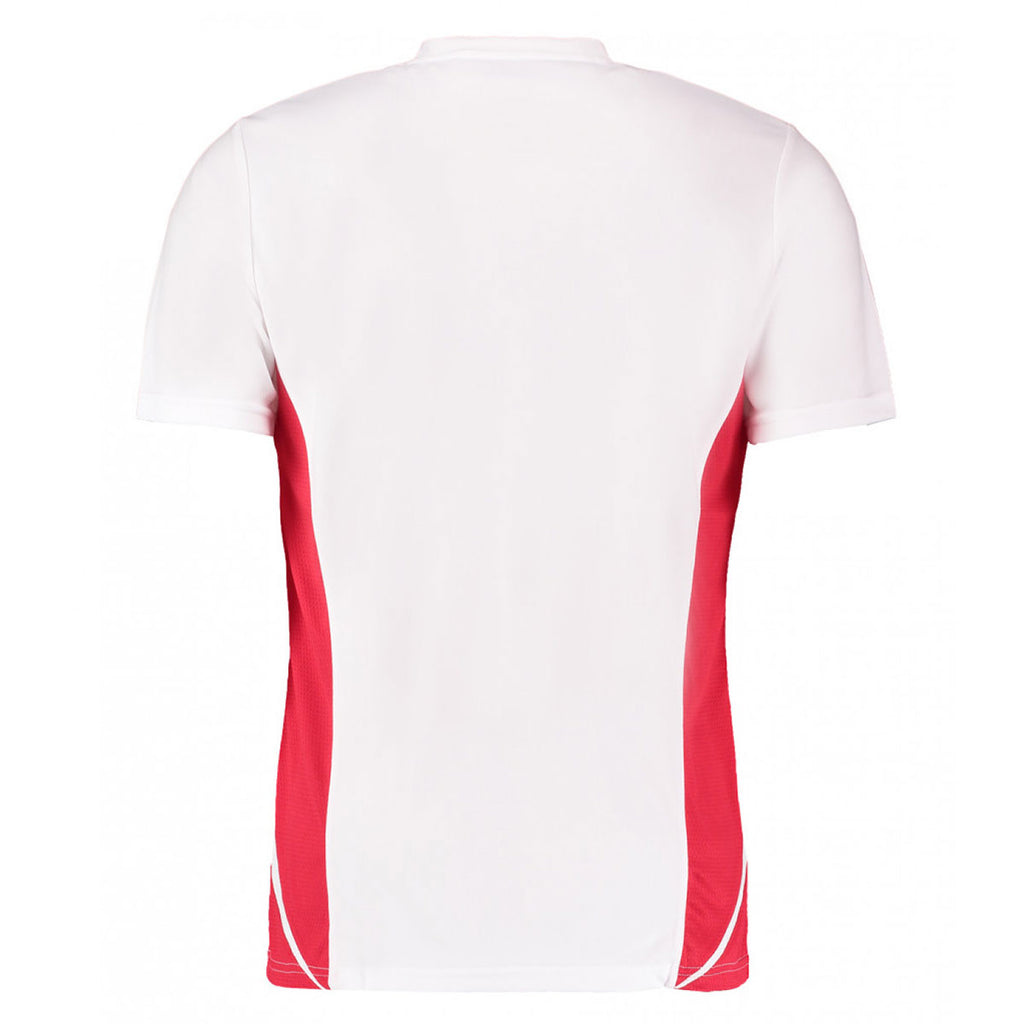 Gamegear Men's White/Red Cooltex V-Neck Team Top