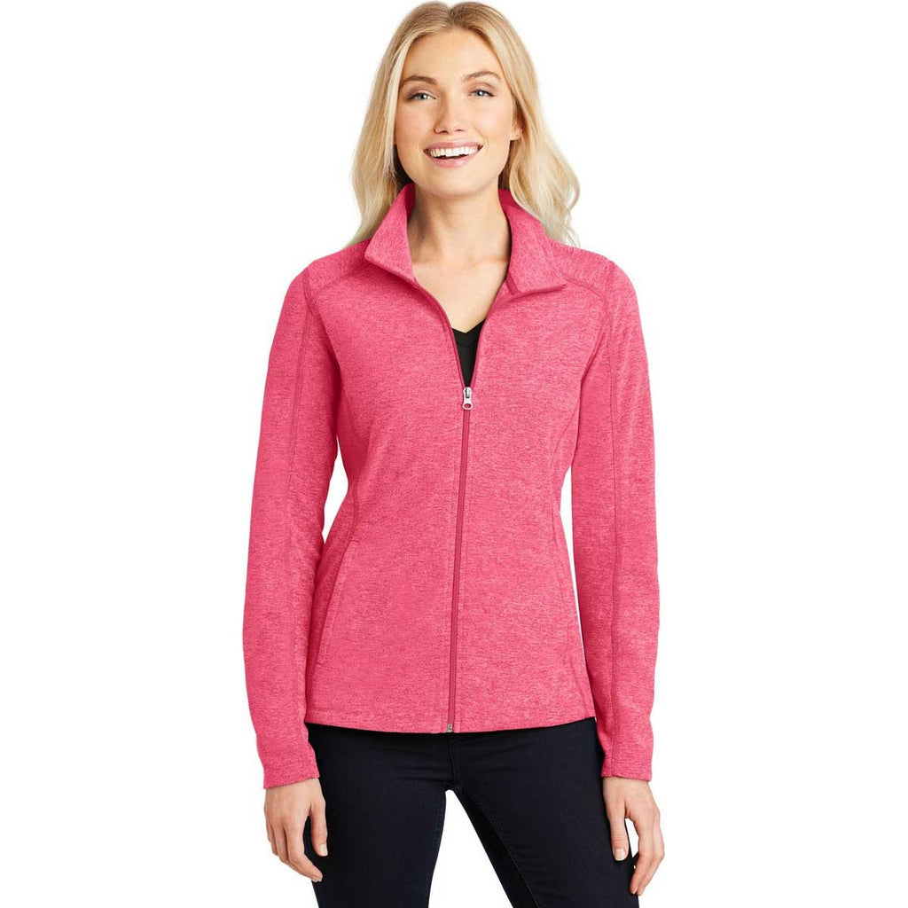Port Authority Women's Pink Raspberry Heather Microfleece Full-Zip Jacket