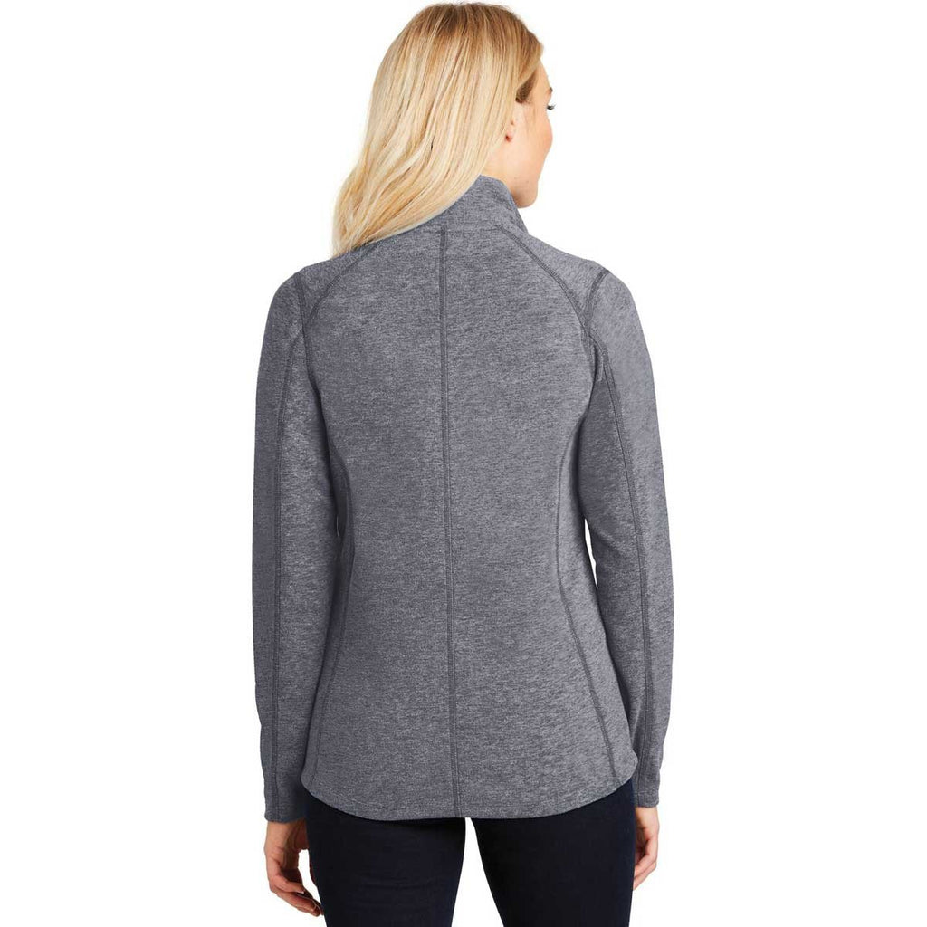 Port Authority Women's True Navy Heather Microfleece Full-Zip Jacket