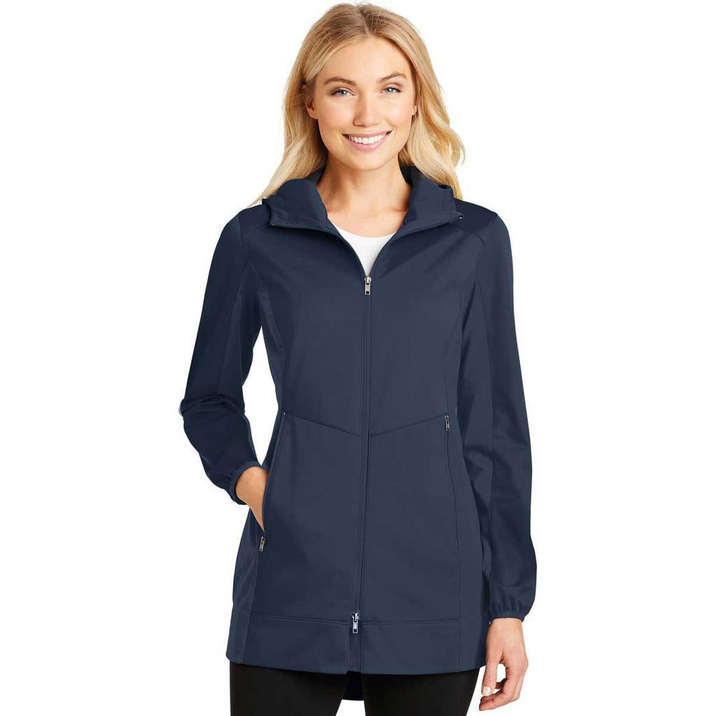 Port Authority Ladies Dress Blue Navy Active Hooded Soft Shell Jacket