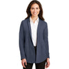 Port Authority Women's Estate Blue Heather/Charcoal Heather Interlock Cardigan