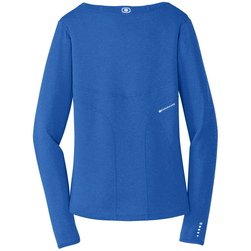 OGIO Women's Electric Blue ENDURANCE Long Sleeve Pulse Crew