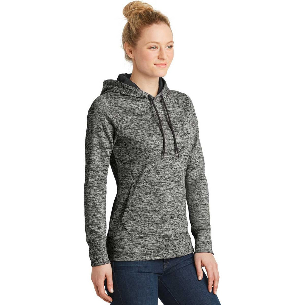 Sport-Tek Women's Black PosiCharge Electric Heather Fleece Hooded Pullover