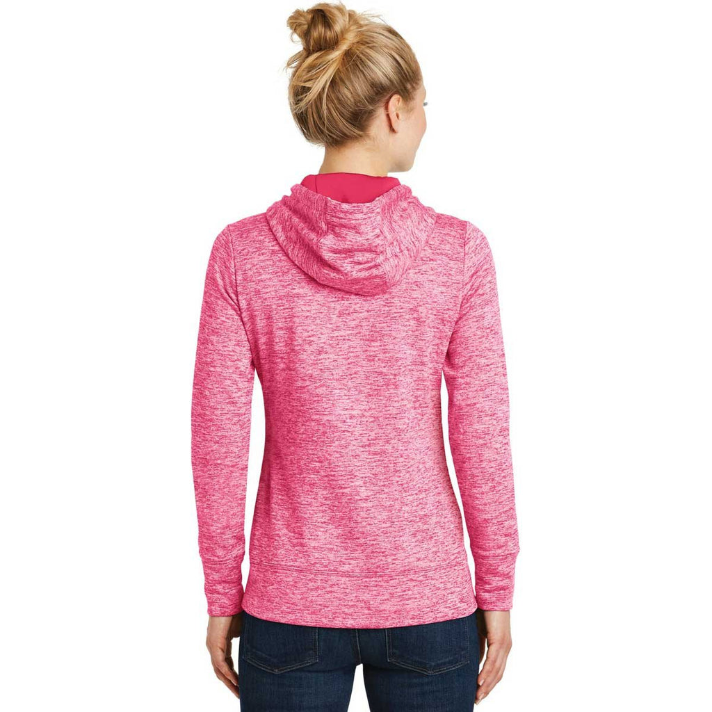 Sport-Tek Women's Power Pink PosiCharge Electric Heather Fleece Hooded Pullover
