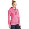Sport-Tek Women's Power Pink PosiCharge Electric Heather Fleece Hooded Pullover