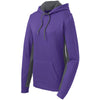 Sport-Tek Women's Purple/Dark Smoke Grey Sport-Wick Fleece Colorblock Hooded Pullover