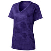 Sport-Tek Women's Purple CamoHex V-Neck Tee
