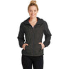 Sport-Tek Women's Black Heather/Black Heather Colorblock Raglan Hooded Wind Jacket